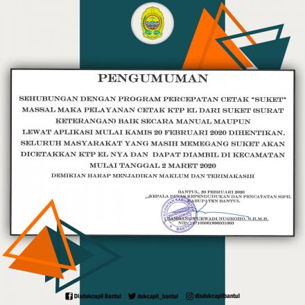 Pengumuman Disdukcapil Kab. Bantul