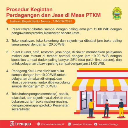 Prosedur Kegiatan Perdagangan dan Jasa di Masa PTKM